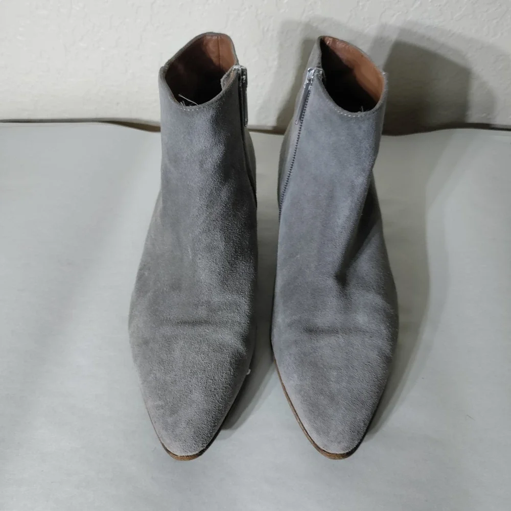 Aquatalia Womens Grey Suede Pointed Toe Ankle Boots Made in Italy Size 8